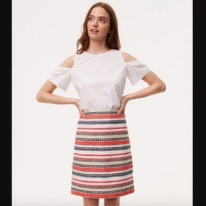 LOFT Jacquard Shift Aztec Striped Skirt